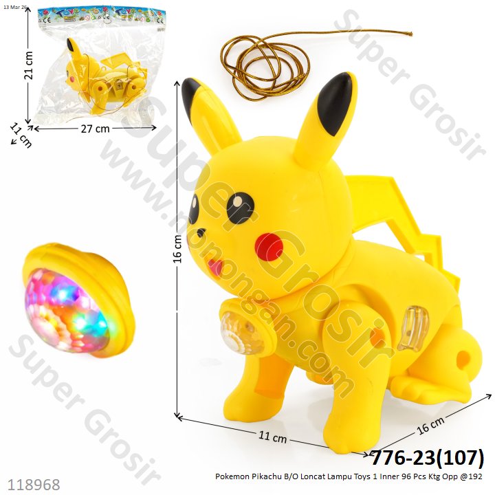 Pokemon Pikachu B/O Loncat Lampu Toys 1 Inner 96 Pcs Ktg Opp @192