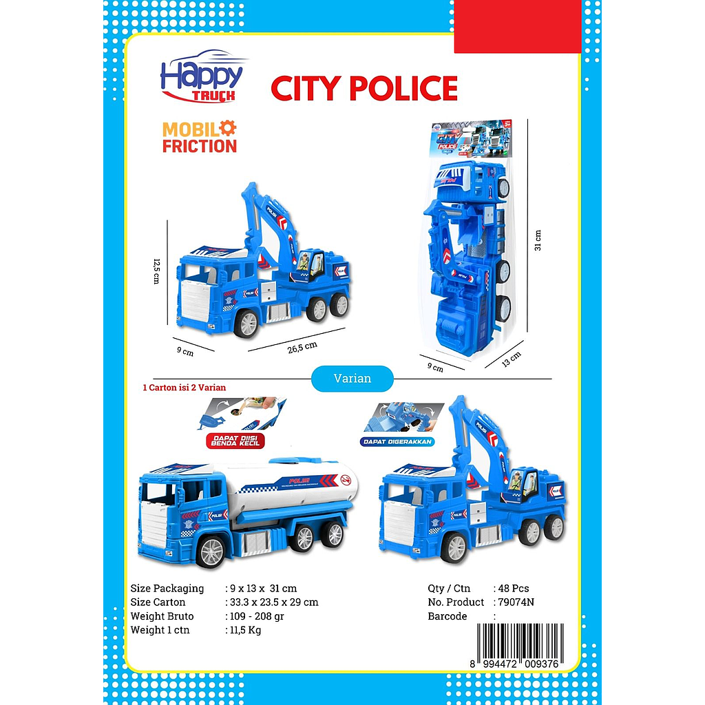 Truk Konstruksi Tronton F/C City Police 1 Ikat 4 Pcs Ktg PVC @48