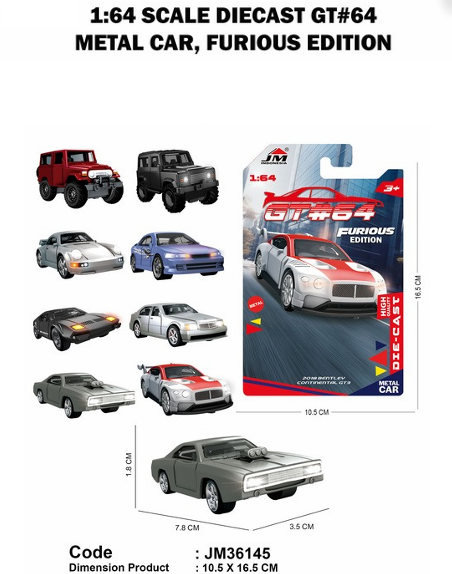 Diecast Mobil 1:64 F/W GT#64 Furious Edition 1 Pack 12 Pcs Press @120