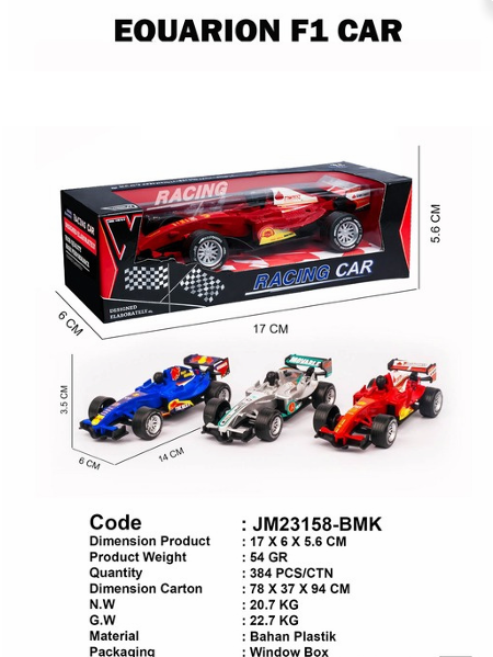 Mobil F1 P/B Racing Car 1 Ikat 6 Pcs 1 Inner 192 Pcs Box Window @384