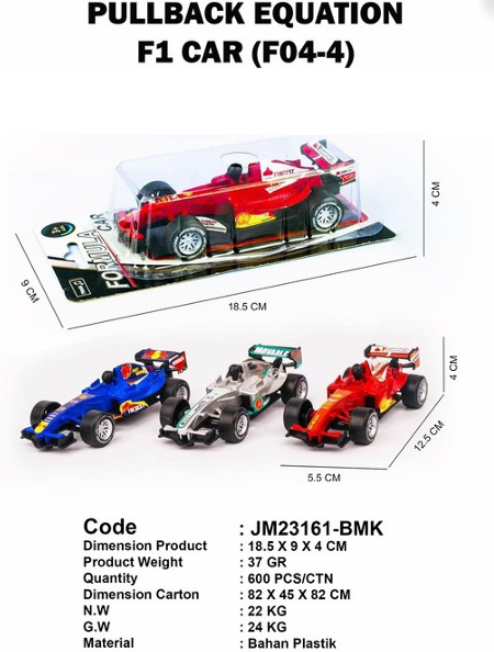 Mobil F1 P/B Racing Car JM23161-BMK 1 Pack 6 Pcs 1 Inner 300 Pcs Press @600