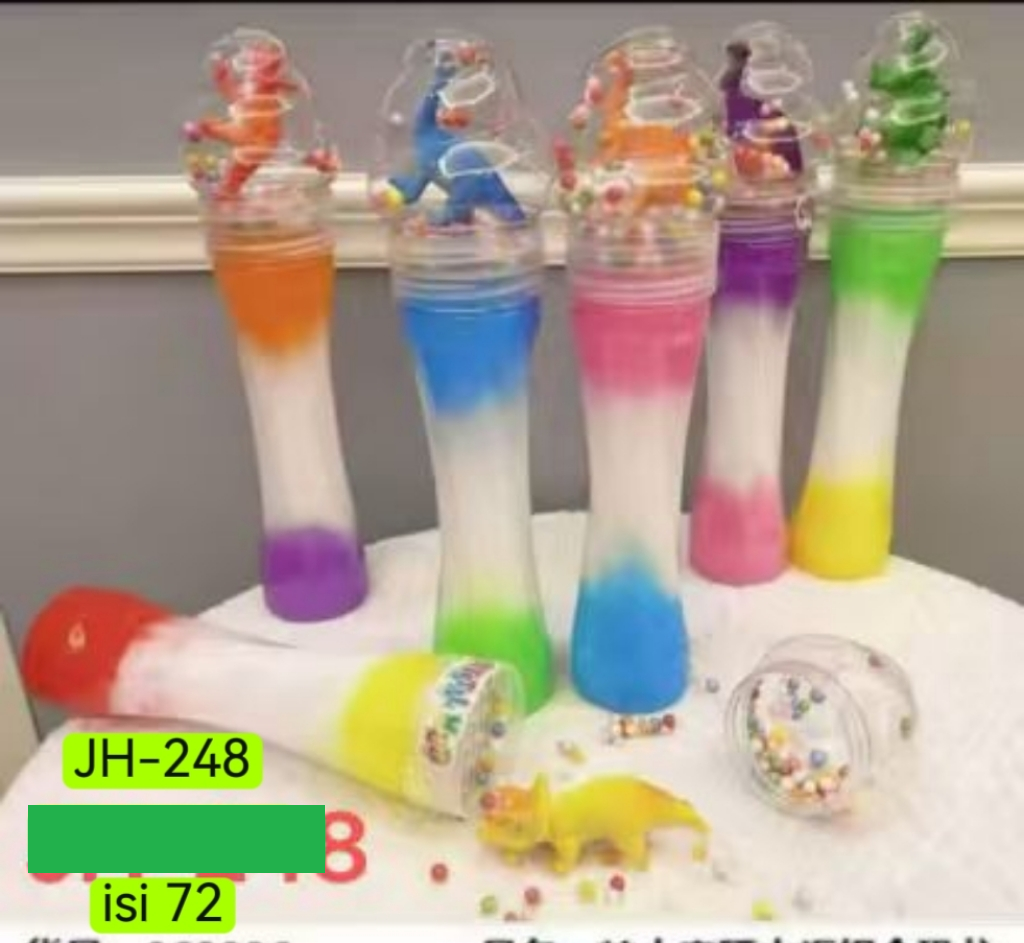 Slime Tabung Waist Isi Dinosaurus Crystal Mud 1 Box 6 Pcs Tabung @72