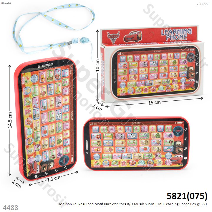 Mainan Edukasi HP Bahasa B/O Suara Musik Learning Phone Cars Box @360
