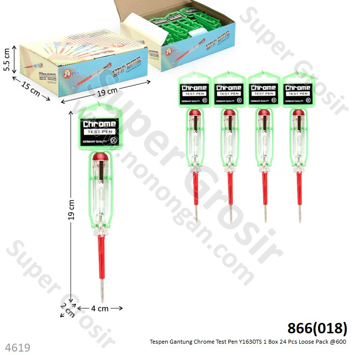 Tespen Gantung Chrome Test Pen Y1630TS 1 Box 24 Pcs Loose Pack @600