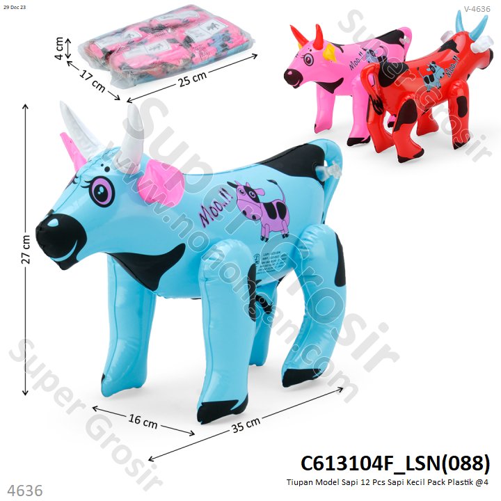 Mainan Tiup Sapi 12 Pcs Sapi Kecil Pack Plastik @4