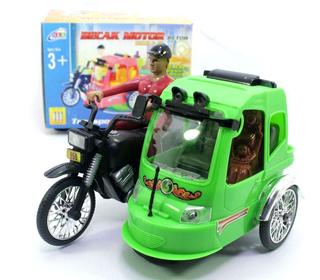 Becak Motor B/O Jalan Musik Lampu Box @