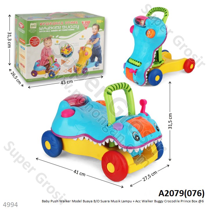 Baby Walker Push Walker 2 In 1 Tunggangan Mobil B/O Suara Musik Lampu Walker Buggy Crocodile Price Box @6