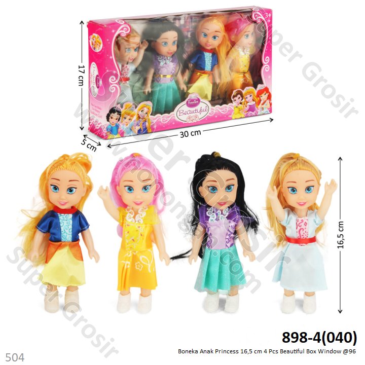Boneka Princess 16 cm 4 Pcs Beautiful Box Window @96