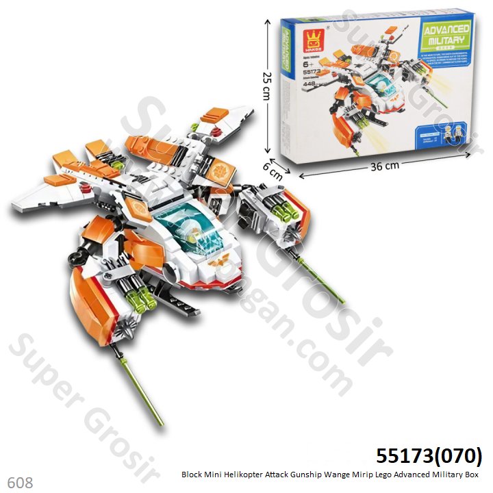 Mini Block Helikopter Attack Gunship Wange Advanced Military Box 