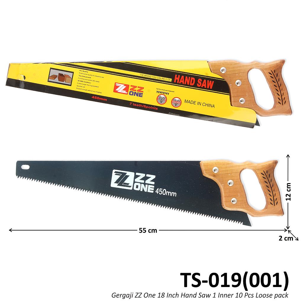Gergaji Gagang Kayu 18 Inch ZZ One Hand Saw 1 Inner 10 Pcs Sarung Kertas @60