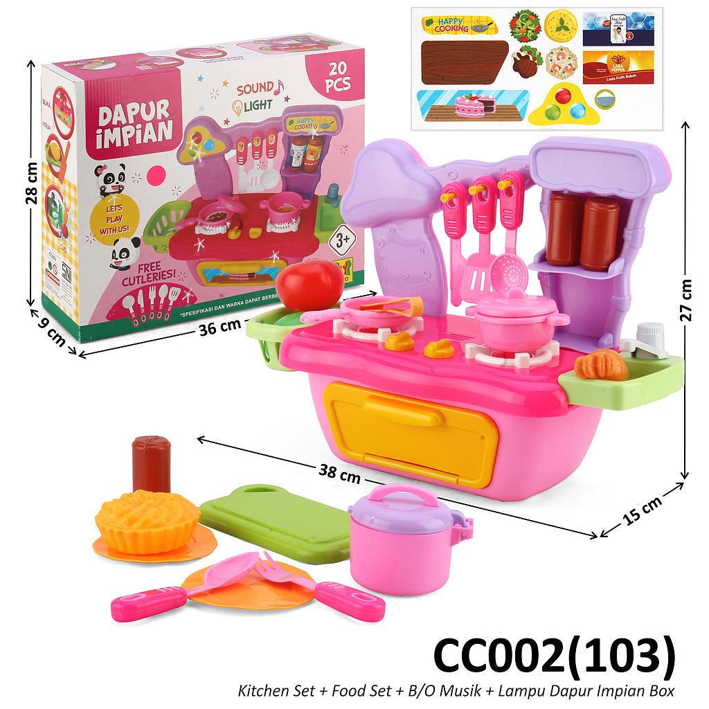 Kitchen Set + Food Set B/O Musik Lampu Dapur Impian Box @24