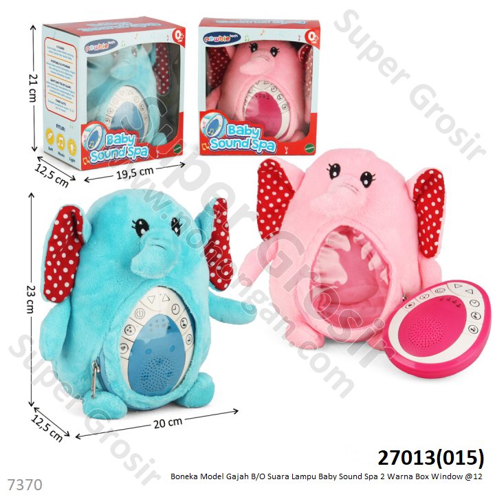 Baby Musical Boneka Gajah B/O Suara Lampu Baby Sound Spa 2 Warna Box Window @12