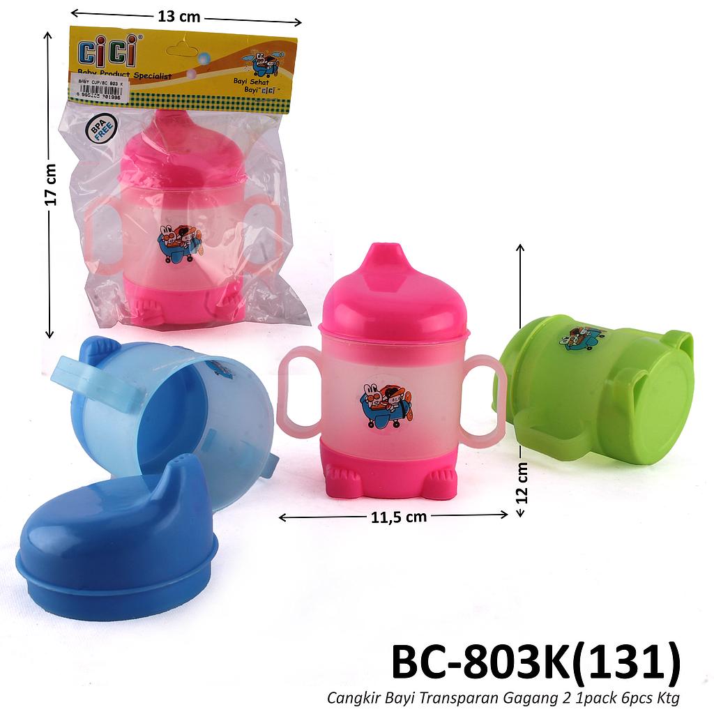 Cangkir Bayi Transparan Gagang 2 1pack 6pcs Ktg @96
